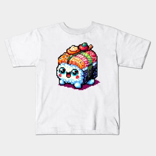 Sushi Sidekick - Whimsical Pixel Art Sushi Creature Kids T-Shirt